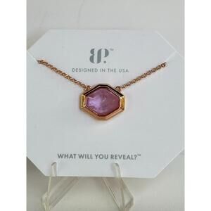 Bomb Party Necklace " Laced With Distant Fire" Purple Kunzite on Rose Gold Bezel